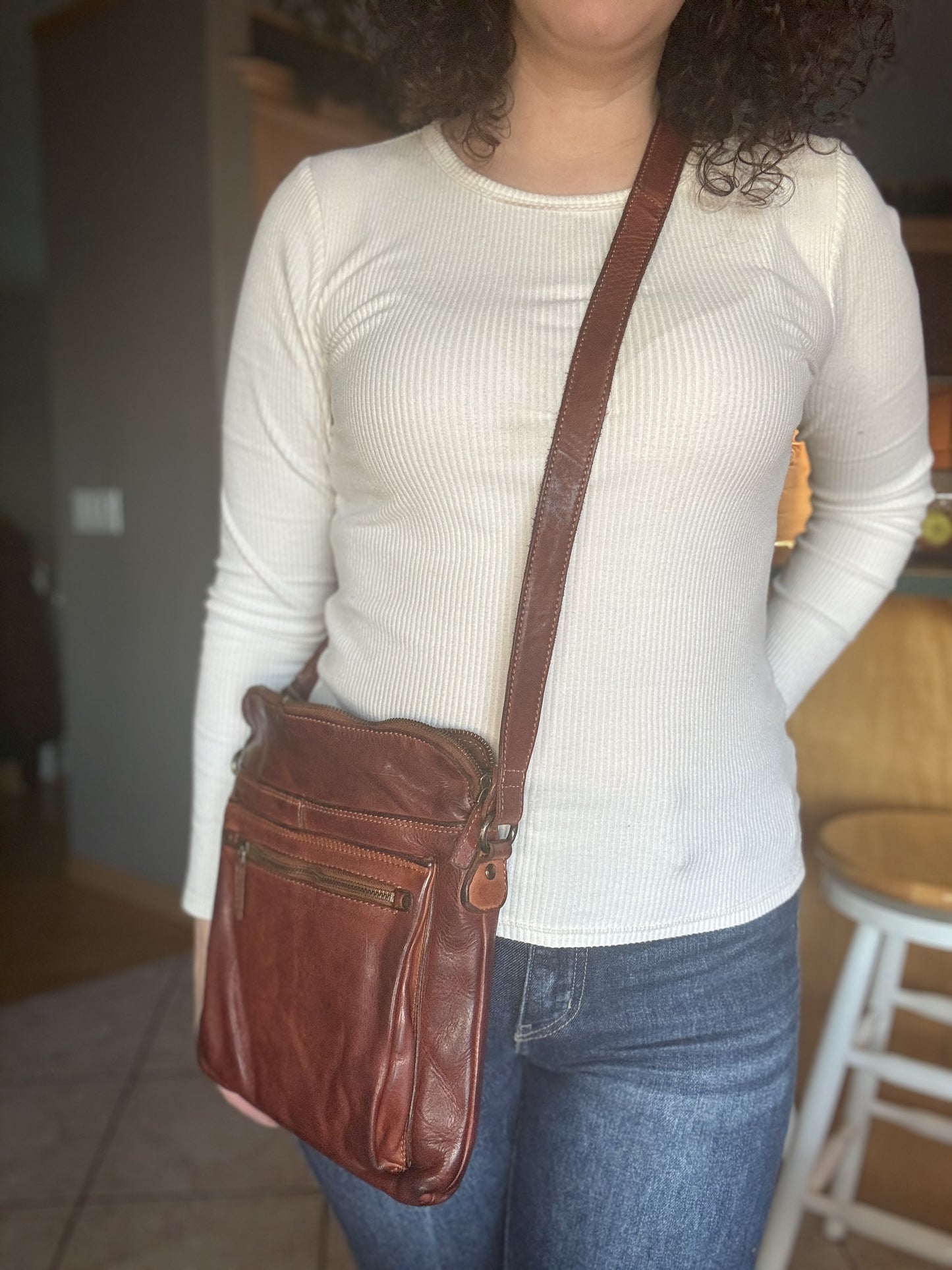 Adrian Klis Crossbody Purse Style 2496 Cognac