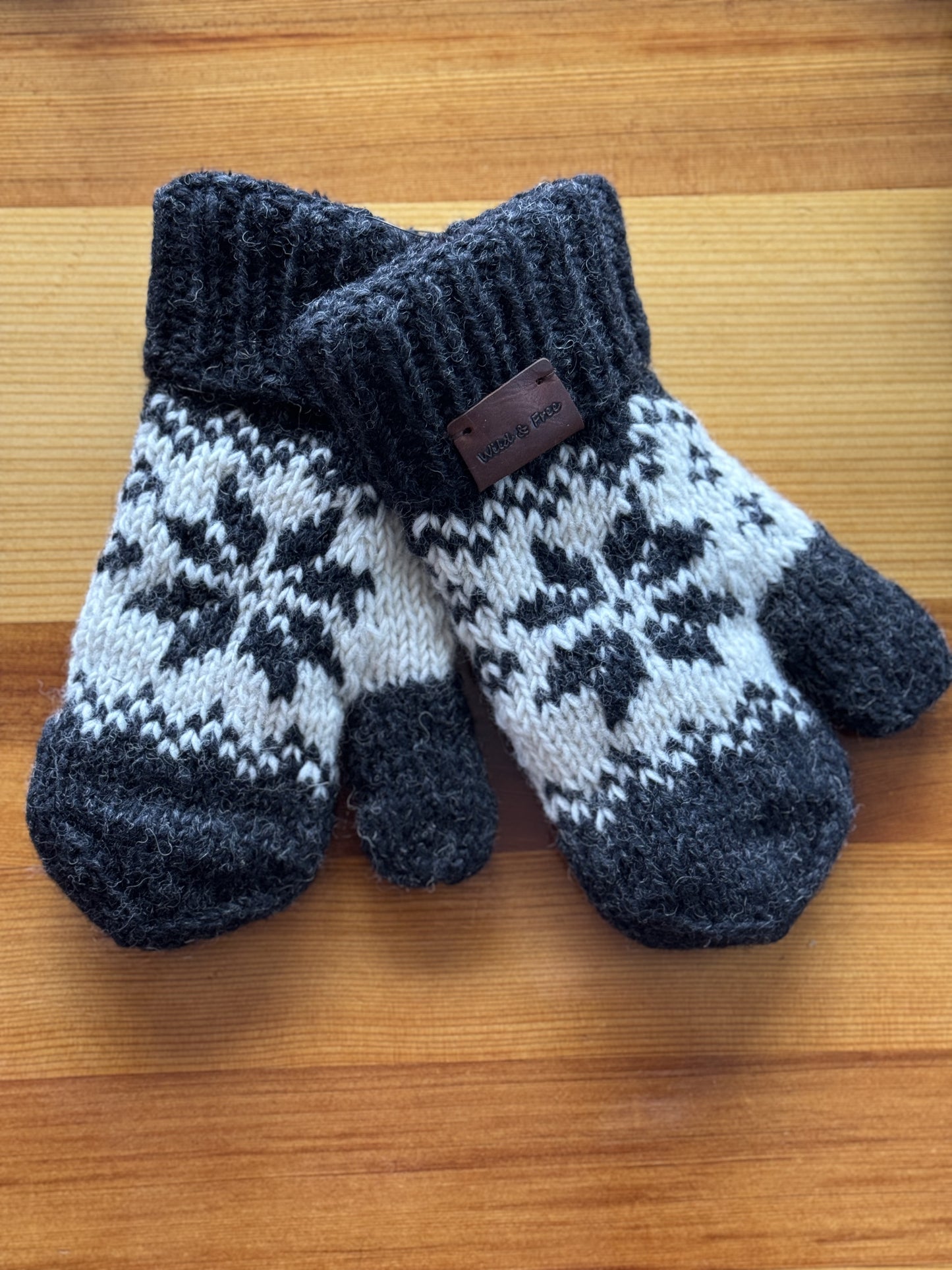 Wild & Free Charcoal and White Snowflake Mitten