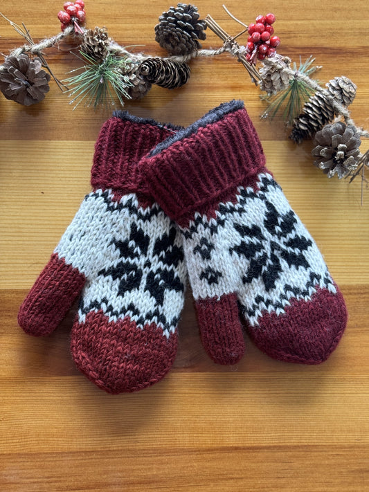 Wild & Free Red Snowflake Mittens